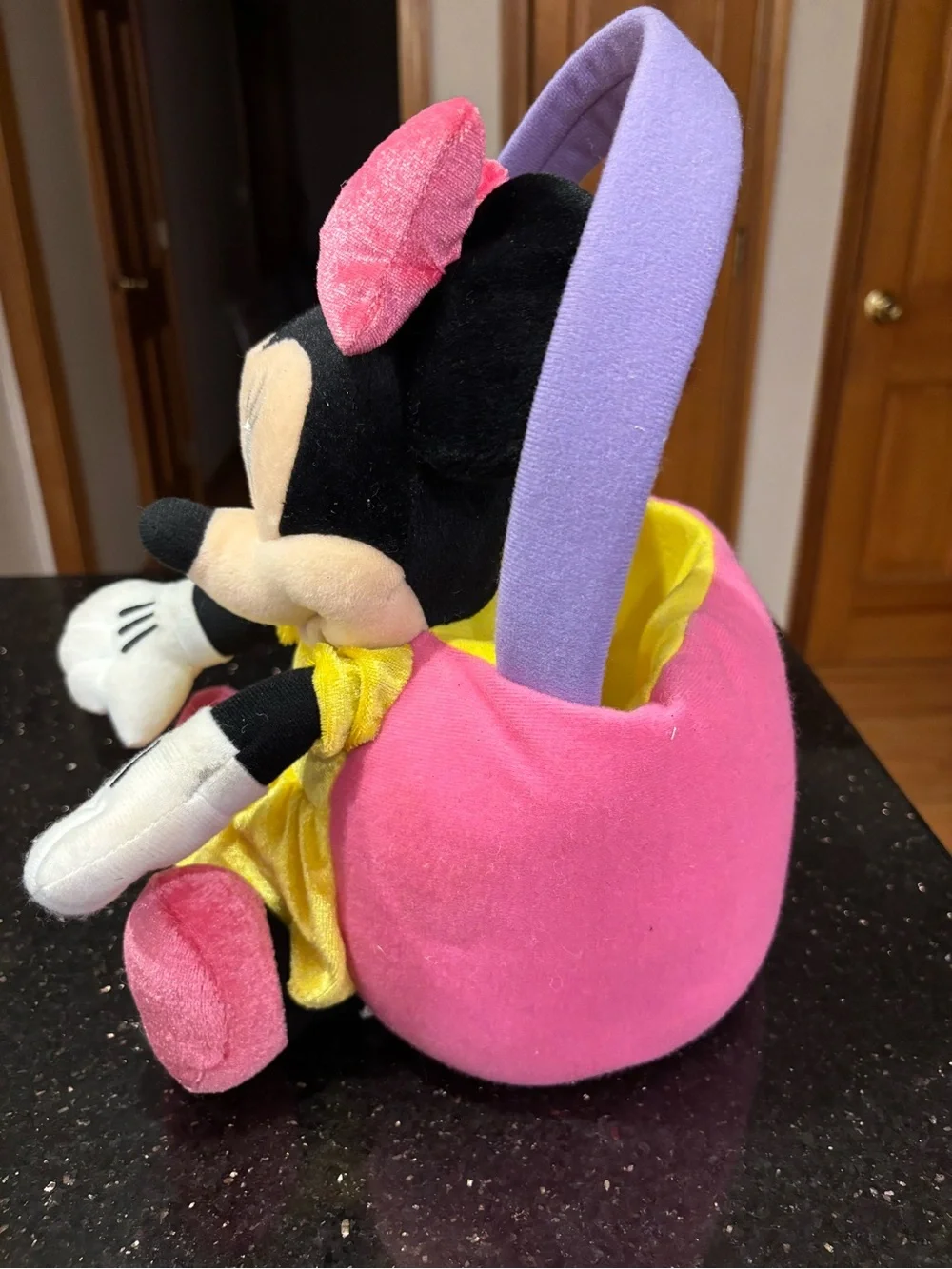 Disney Minnie Mouse Plush with Pink Bow and Yellow Dress Easter Halloween Bucket